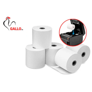 GALLO CONTOMETRO TERMICO, 80mmx90m 45G para impresoras térmicas de Facturación electrónica Caja x 20 unid